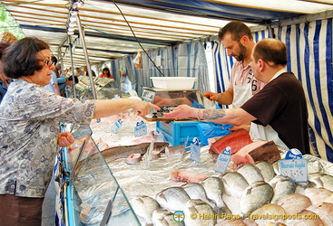 Busy fish stalls